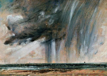 Regnstorm över havet, havslandskapsstudie med regnmoln, ca 1824-1828, 22,2 x 31 cm