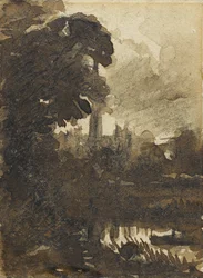 Salisbury Cathedral från nordväst, ca 1830-39