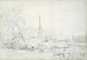 Salisbury Cathedral från nordväst, 1829 (grafit på papper)