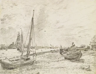 Frakt på Themsen, ca 1818 (grafit på papper)