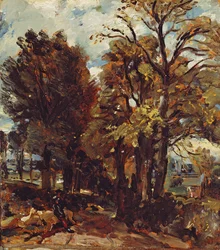 Sketch of a Lane at East Bergholt, c.1810 (olja på papper på duk)