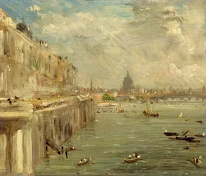 Somerset House Terrace från Waterloo Bridge, ca 1819