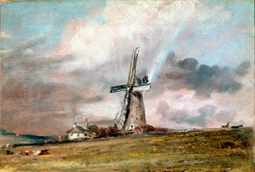 Väderkvarn, hus och regnbågsmålning av John Constable (1776-1837) 1824 ca. Sol. 21x30,4 cm London, Victoria and Albert museum