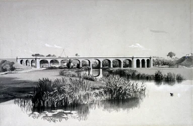 Avon Viaduct, Wolston, 2 juli 1837 (penna & bläck och tvätt på papper)