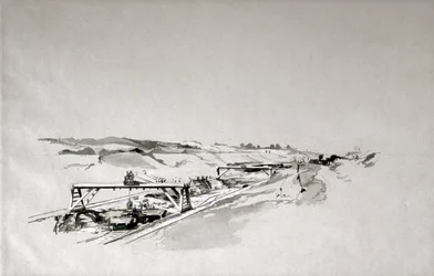 Blisworth Cutting, Northamptonshire, september 1838 (penna och bläck och tvätt på papper)