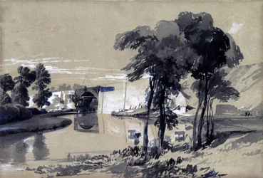 Canal Bridge, Pitstone, Buckinghamshire, oktober 1837 (penna och bläck och tvätt på papper)