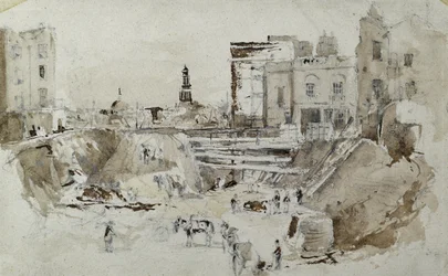 Konstruktion av London och Birmingham Railway, ca 1835 (penna med tvätt på papper)