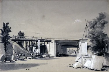 Denbigh Hall Bridge from the Road, 25 juni 1837 (penna & bläck och tvätt på papper)