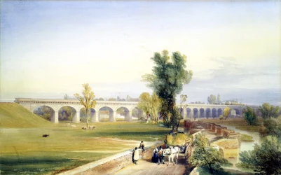 Dutch River Bridge, Hull and Doncaster Branch, North Eastern Railway, 1847 (penna & bläck och wc på papper)