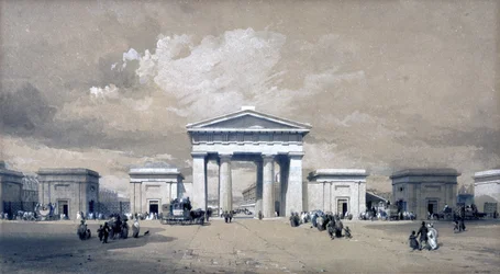 Euston Arch, april 1838 (penna och bläck och tvätt på papper)