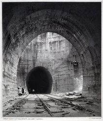 Stort ventilationsschakt, Kilsby Tunnel, Northamptonshire, 1838 (penna & bläck och tvätt på papper)