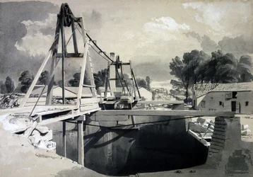Stort ventilerande skaft och huvudbonader, Kilsby Tunnel, 15 juli 1837 (penna & bläck och tvätt på papper)