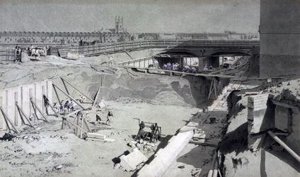 Hampstead Road Bridge, från Camden-sidan, 16 augusti 1836 (penna & bläck och tvätt på papper)