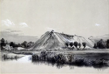 Making the Embankment at Wolverton, 29 juni 1837 (penna & bläck och tvätt på papper)