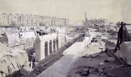 Mornington Crescent - Line under konstruktion, september 1836 (penna & bläck och tvätt på papper)