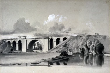 Sherbourne Viaduct, nära Coventry, 27 juli 1837 (penna & bläck och tvätt på papper)