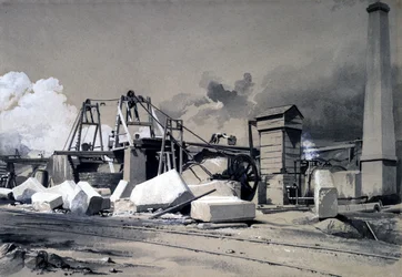 Ventilationsaxel och lindningsmotor, Kilsby Tunnel, 18 juli 1837 (penna & in och tvätt på papper)