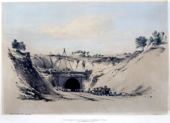 Watford Tunnel, Hertfordshire, 6 juni 1837 (färg lith)