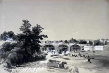 Weedon, Northamptonshire, 6 juli 1837 (penna och bläck och tvätt på papper)