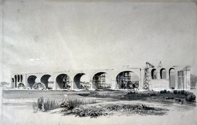 Wolverton Viaduct, 30 juni 1837 (penna och bläck och tvätt på papper)