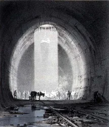 Arbetande schakt, Kilsbytunnel, 8 juli 1837, graverad av konstnären