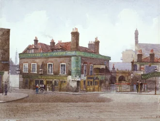 Green Gate Tavern vid korsningen av City Road och Bath Street, London, c1880