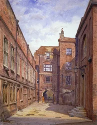 Hall och bibliotek, Sion College, London Wall, City of London, 1880