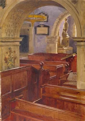 Interiörvy av All Saints Church, Chelsea, London, 1880