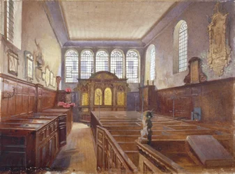 Interiörvy av Church of St Matthew, Friday Street, City of London, 1881