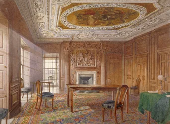 Interiörvy av Oak Room, New River Head, Finsbury, London, 1886