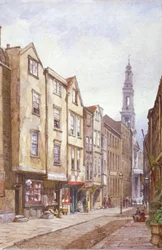Utsikt över Drury Court, med utsikt mot St Mary le Strand, Westminster, London, 1882