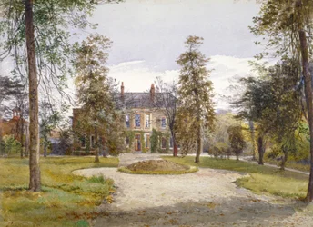 Utsikt över Stockwell Park House från trädgården, Lambeth, London, 1887