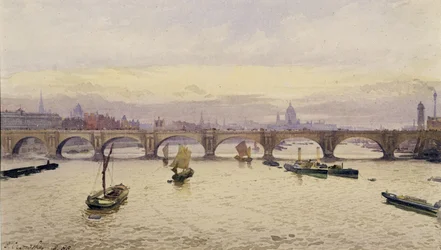 Utsikt över Waterloo Bridge från Hungerford Bridge, 1888