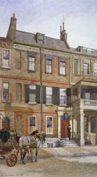 Utsikt över Cheyne Row nr 24, Chelsea, London, 1882
