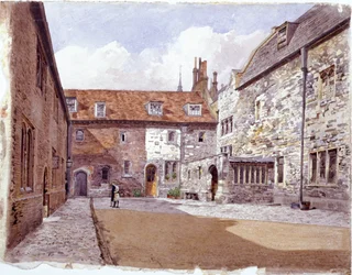 Wash house court, Charterhouse, London, 1884