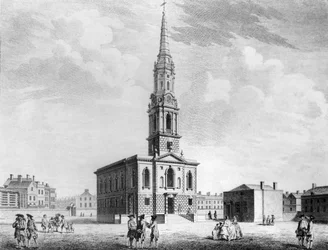 Nordvästlig utsikt över St Giless kyrka i fälten, 1753