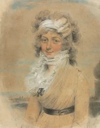 Ung dam med en vit rosett på huvudet, 1795.