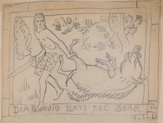Diarmuid Slays the Boar (penna)
