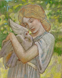 Flicka med en duva (pastell)