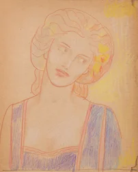 Untitled [Medeltida kvinnofigur] (penna)