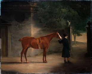 En jägare och en brudgum på en innergård, 1816