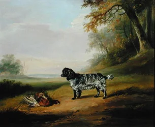 Landskap med en hund (olja på duk)