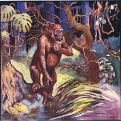Framför oss stod en enorm gorilla (färg litho)
