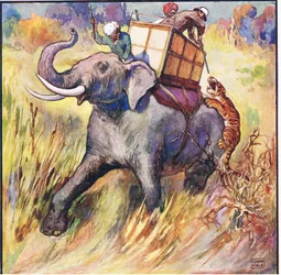 Jag satte gevärets nos mot tigerns huvud (färg litho)