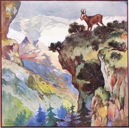 För att ha någon chans måste jag befinna mig på toppen av en enorm klippa, cirka två tusen fot ovanför mitt huvud (färg litho)