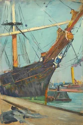 Ett segelfartyg, sent 1800-tal - mitten av 1900-talet (olja på papper)