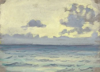 Havslandskap, fartyg på en lugn horisont, slutet av 1800-talet - mitten av 1900-talet (akvarell, grafit, papper)