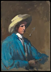 Självporträtt av Herbert Barnard John Everett BHC2683, tidigt 1900-tal (olja på papper)