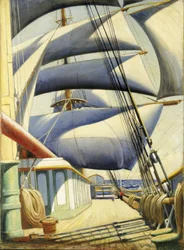 Vy över Endymion" i bra väder. Olja på duk av Herbert Barnard John Everett (1876-1949)