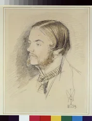Porträtt av Holman Hunt, 1854 (wc och penna på papper)